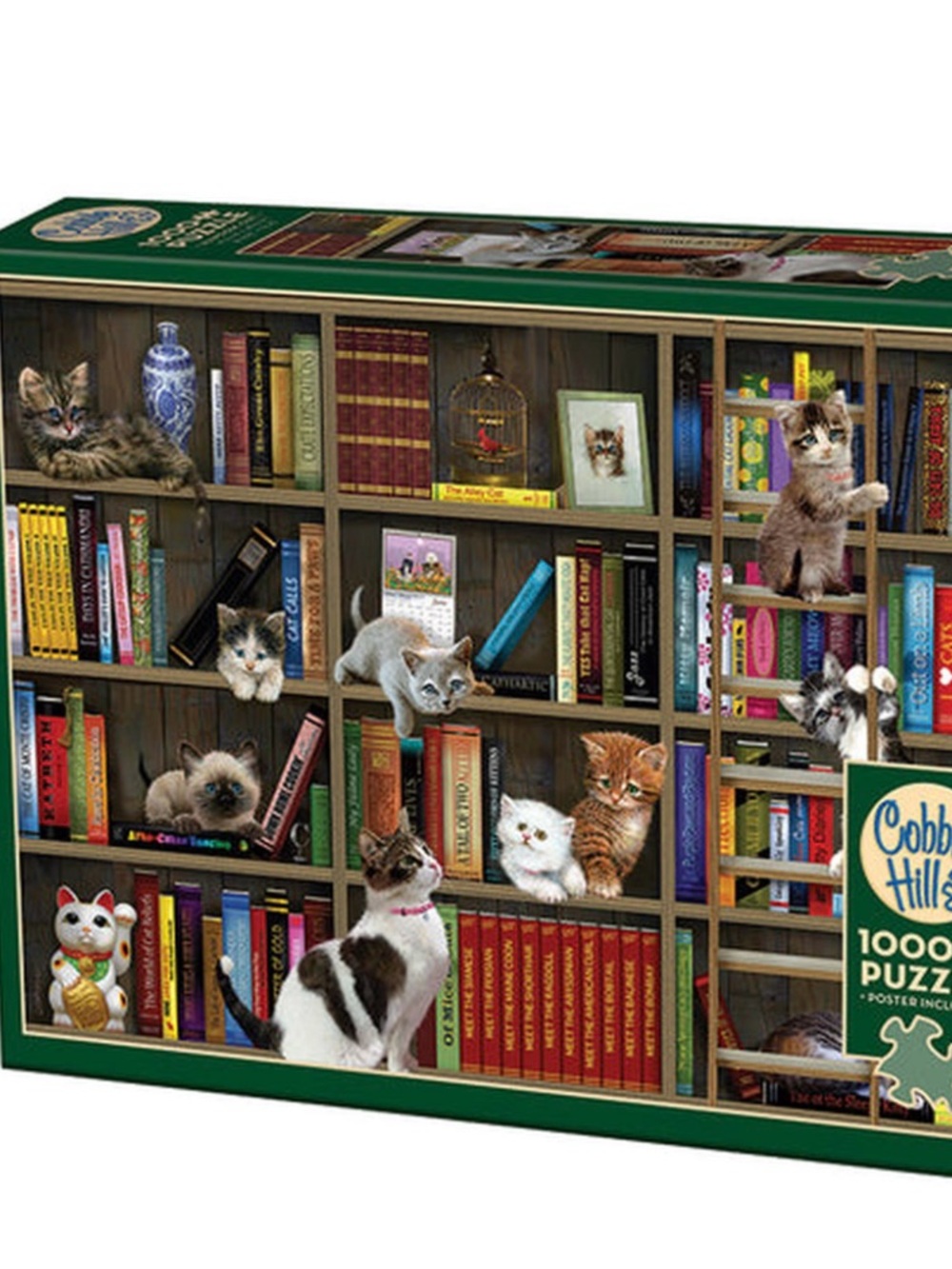 Cobble Hill Cats on uBookshelf 1000-Piece Puzzle - Kitty Librarians Multicolor